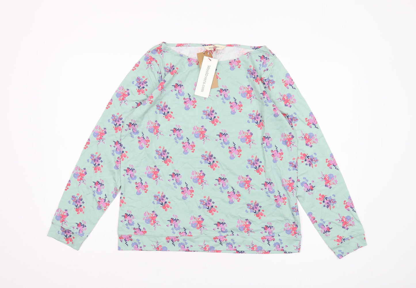 Womens UK Size M Woolovers Green Cotton Blend T-Shirt