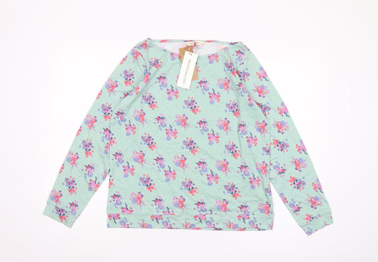 Woolovers Women's Green Floral Long Sleeve Top - M