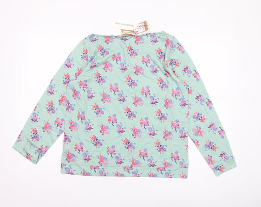 Woolovers Women's Green Floral Long Sleeve Top - M