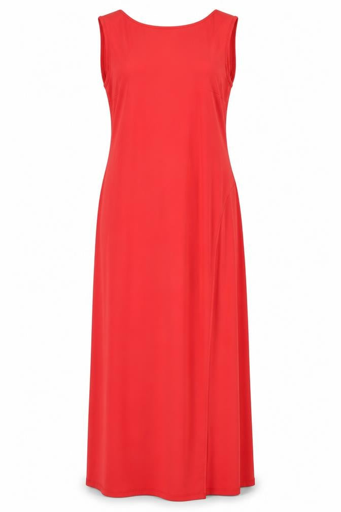 Front view of ASOS Women's Red Maxi Dress, size 14, Scoop Neck