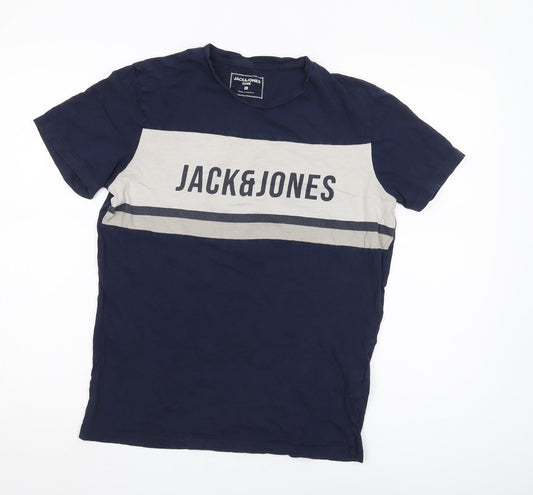 Jack & Jones Men's Blue Graphic Print T-Shirt Size S