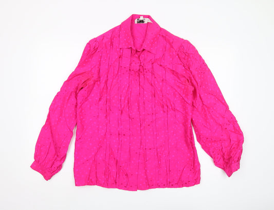 Harrods Women's Pink Silk Polka Dot Blouse Size 14