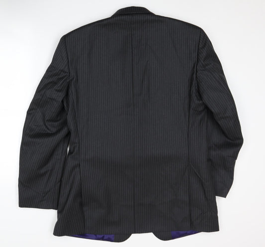 Berwin & Berwin Men's Black Striped 40 Regular Fit Blazer