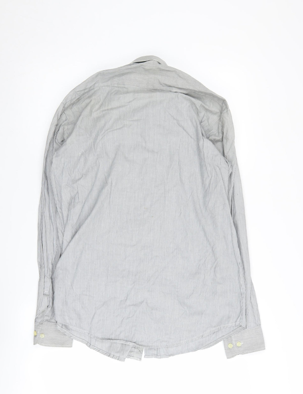 Carl de Jan Men's Grey Striped Cotton Button-Up Shirt