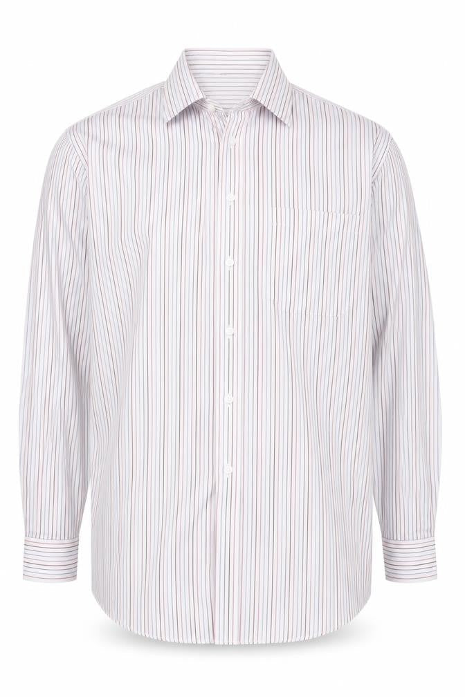 Nicole Miller Men's White Striped Classic Button-Up Shirt