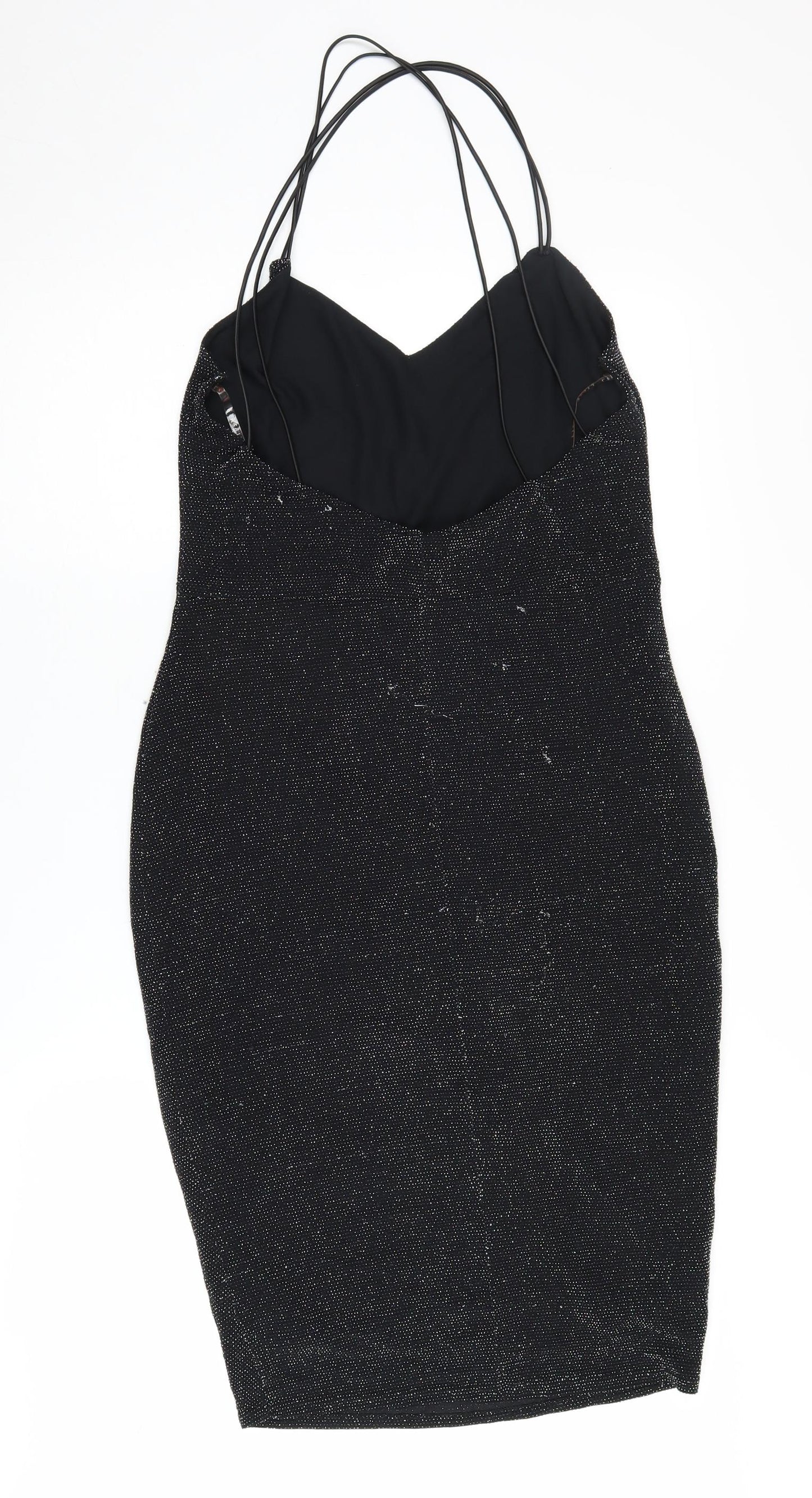 Lipsy Women's Black Bodycon Dress UK 12 Party Sparkle
