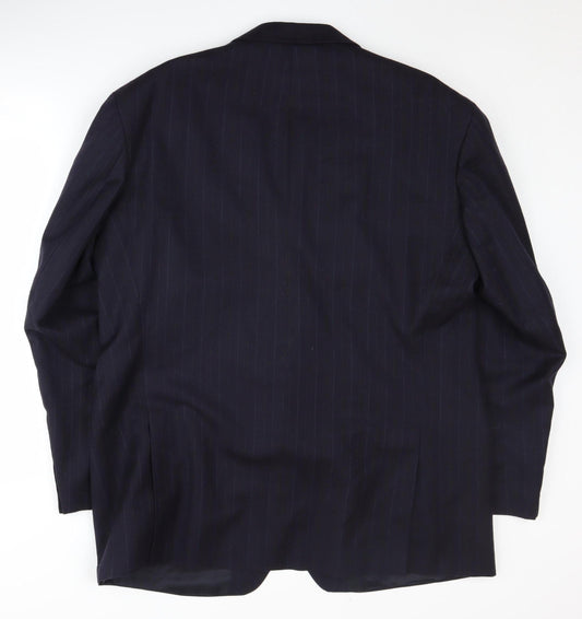 St Michael Men's Blue Striped Wool Blazer, Size 46R