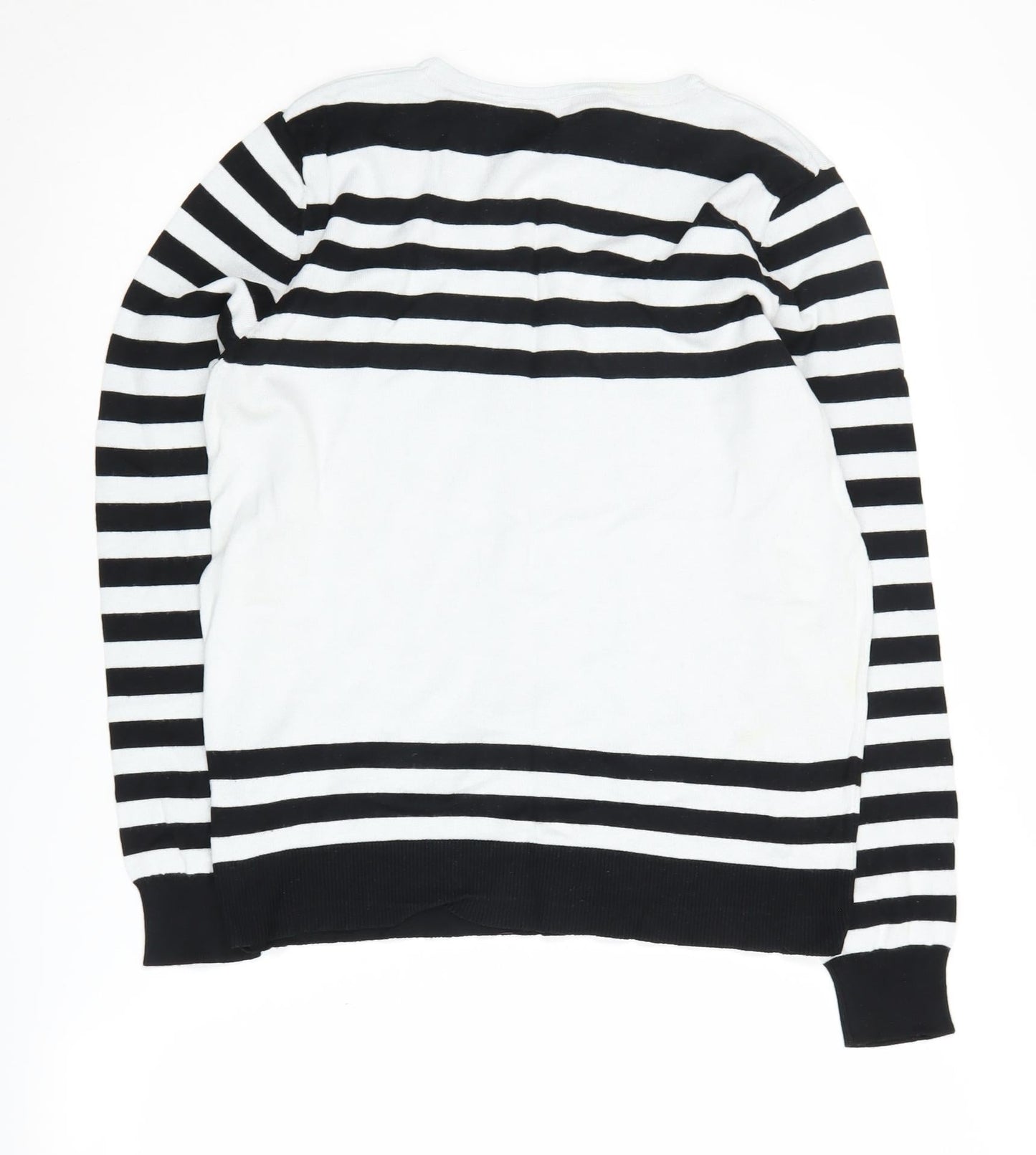 M&Co Women's Black Striped Pullover Jumper Size 16