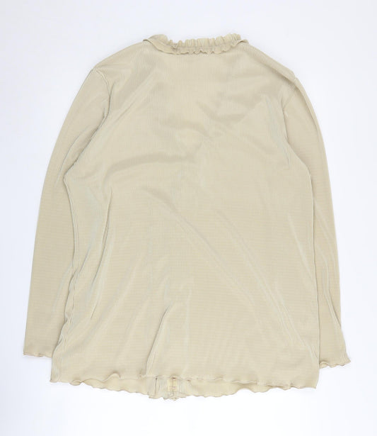 Ann Harvey Beige Women’s Ruffle V-Neck Blouse Size 20