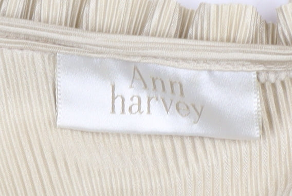 Ann Harvey Beige Women’s Ruffle V-Neck Blouse Size 20