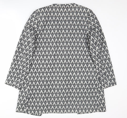 H&M Women's Black Geometric Overcoat Size 10