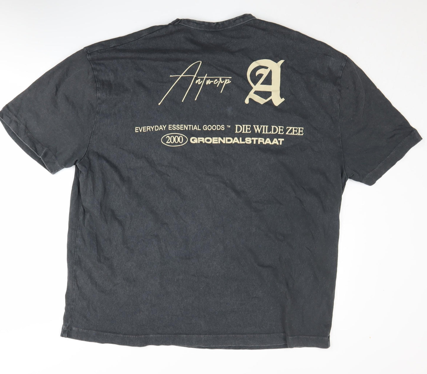 ASOS Men's Black Graphic Tee, Size L, Cotton, Excellent Condition