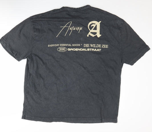 ASOS Men's Black Graphic Tee, Size L, Cotton, Excellent Condition