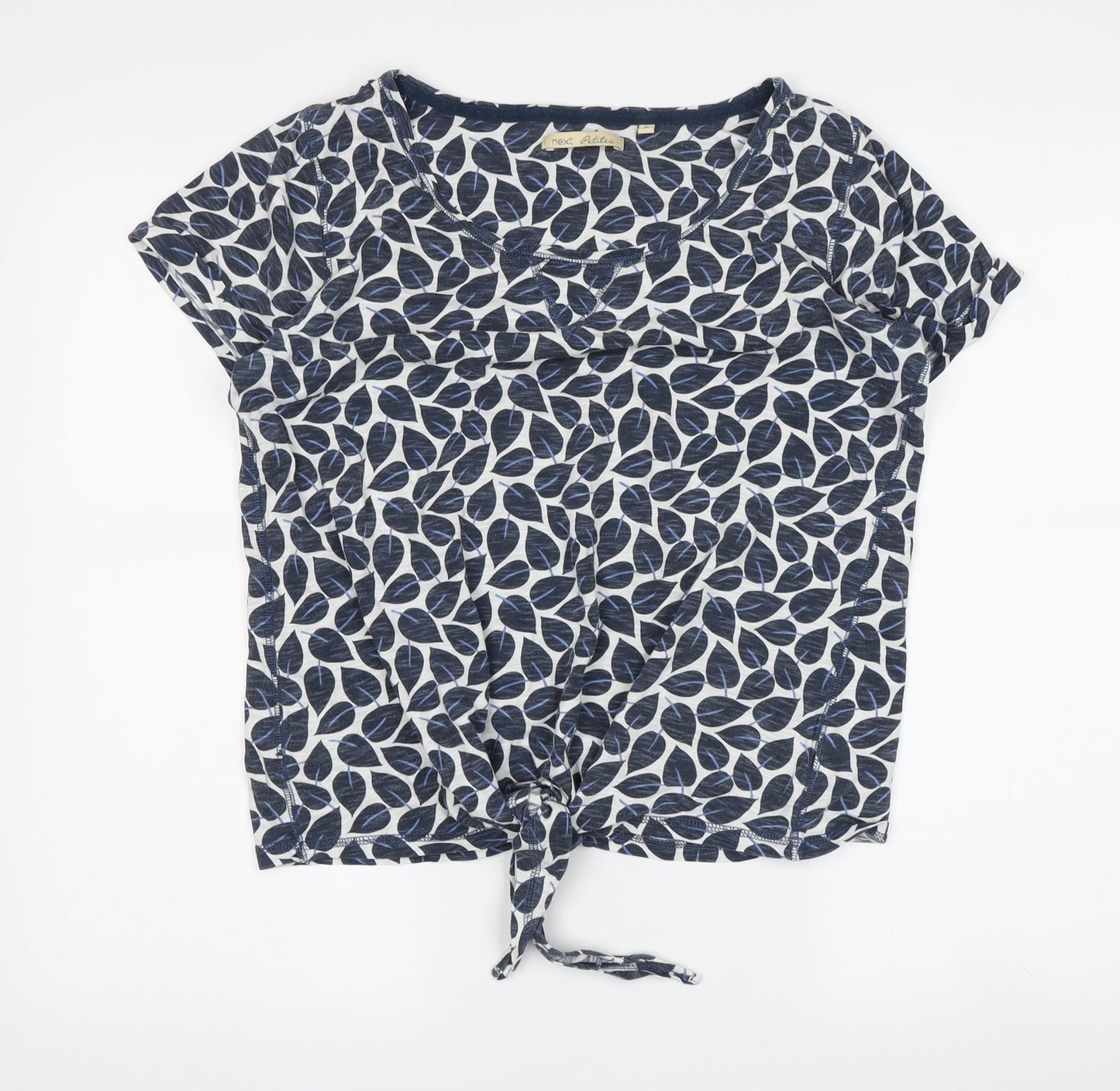 Next Women's Blue Floral Cotton Tunic Blouse, Size 8 Petite