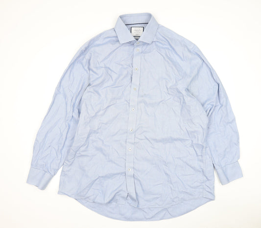 Charles Tyrwhitt Men's Blue Dress Shirt Size 17.5 Classic Fit