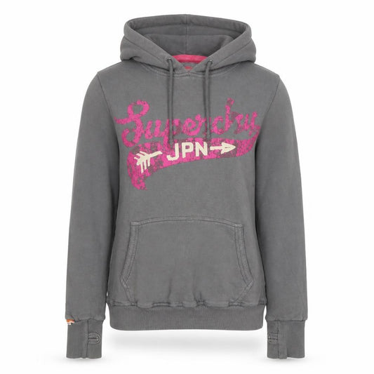 Womens UK S Regular Superdry Grey Pullover Hoodie
