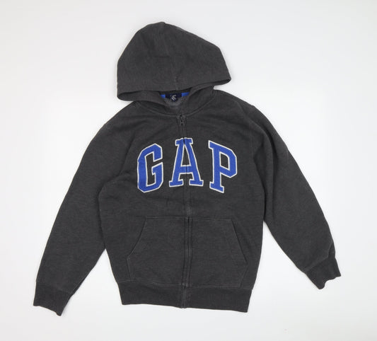 Gap Boys Grey Full Zip Hoodie with Logo - Size 12 Years