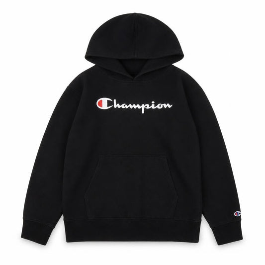 Champion Boys Black Hoodie L Pullover Logo Lightweight