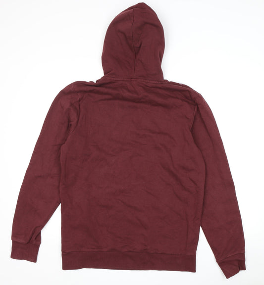 Jack & Jones Men's Red Pullover Hoodie - Graphic Print, Size Regular