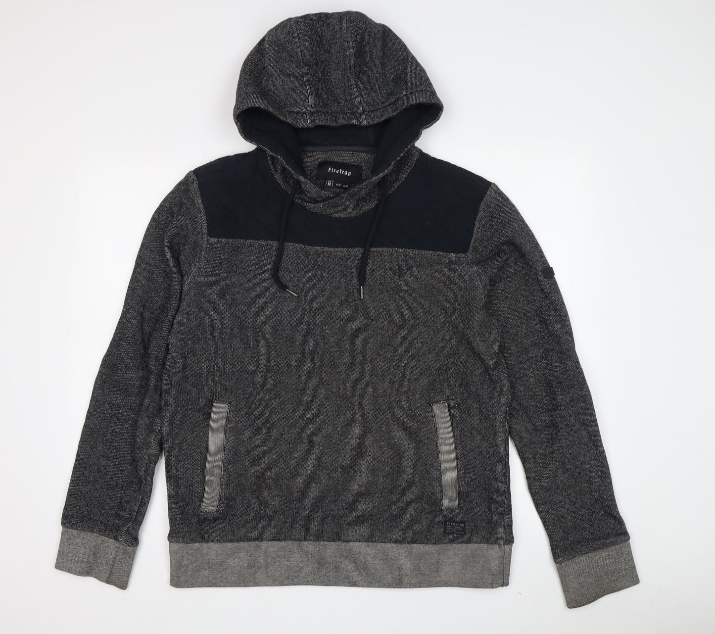 Firetrap Men's Grey Quilted Pullover Hoodie M