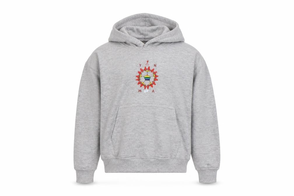 Front view of LFC boys’ grey pullover hoodie - m, sports logo design