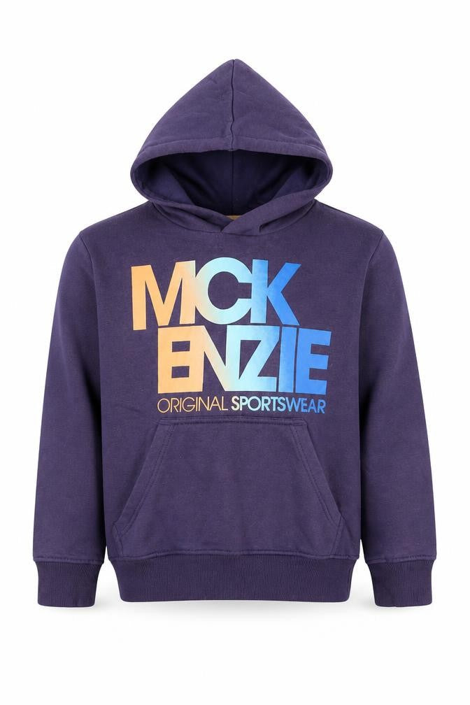 Front view of McKenzie boys’ purple pullover hoodie, graphic, size 8-10y