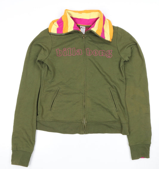 Billabong Women's Green Multicoloured Full Zip Hoodie L