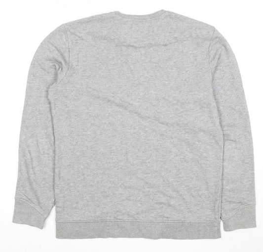 Bershka Men's Grey Marine Quote Graphic Sweatshirt M