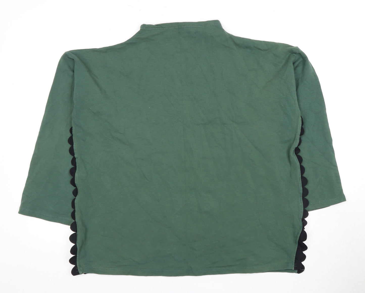 Women's Green Mock Neck 3/4 Sleeve T-Shirt