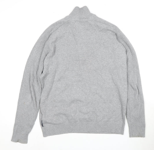 URBAN DISTRICT Men's Grey Henley Jumper Size L