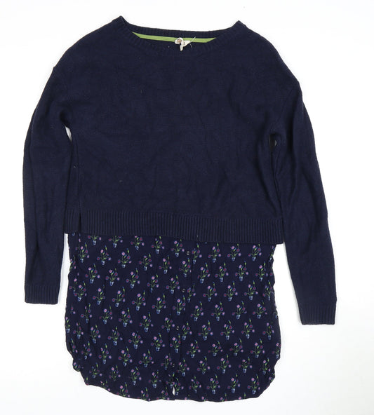 White Stuff Women's Blue Floral Jumper Dress Size 8