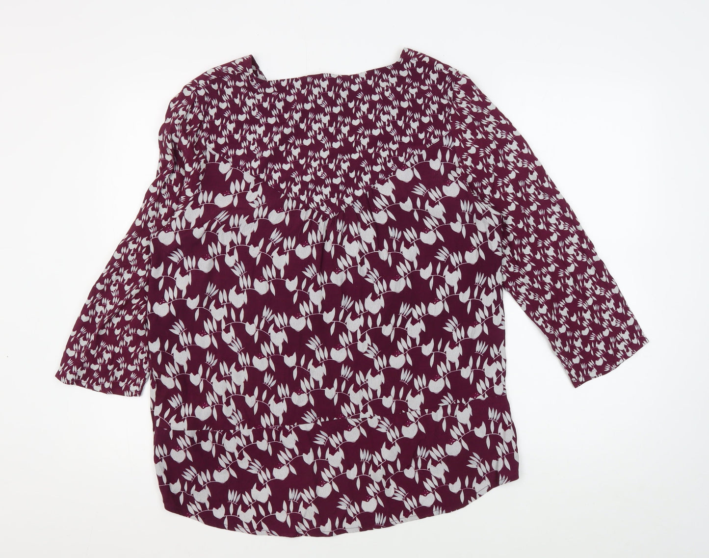 White Stuff Women's Purple Floral V-Neck Blouse Size 12
