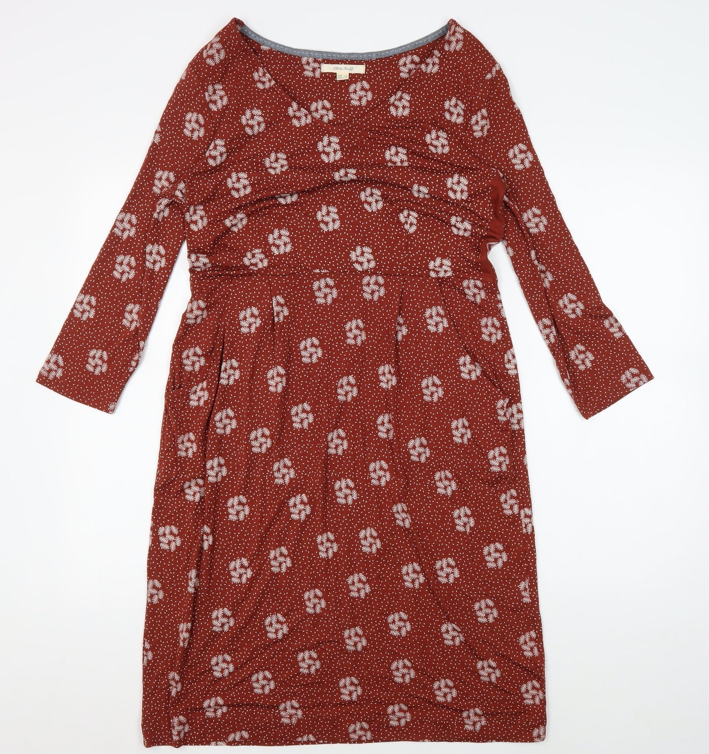 White Stuff Red Floral Sheath Dress Size 12