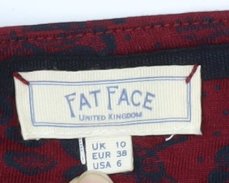Fat Face Women's Red Animal Print Tunic Blouse - UK 10