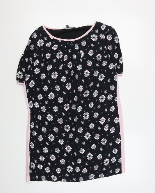 Laura Ashley Women's Black Floral Short Sleeve T-Shirt