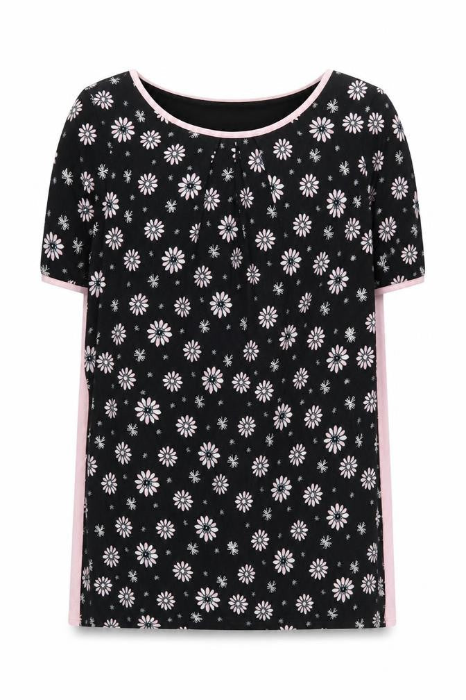 Womens UK Size 12 Laura Ashley Black Polyester Blend T-Shirt