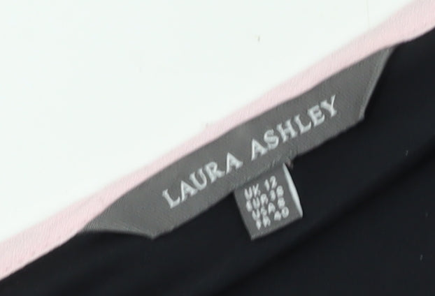 Laura Ashley Women's Black Floral Short Sleeve T-Shirt