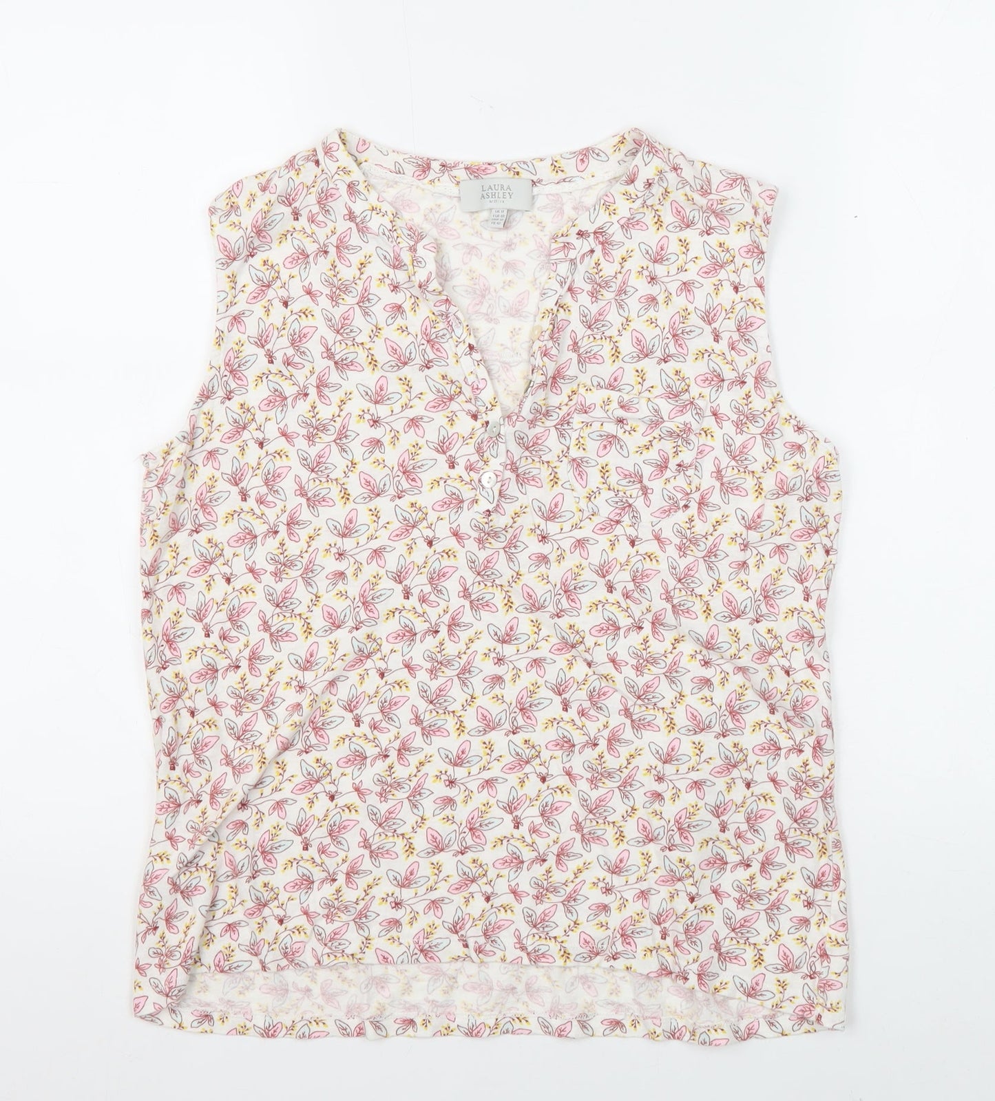 Laura Ashley Women’s Floral Blouse, V-Neck, UK 14, Multicoloured