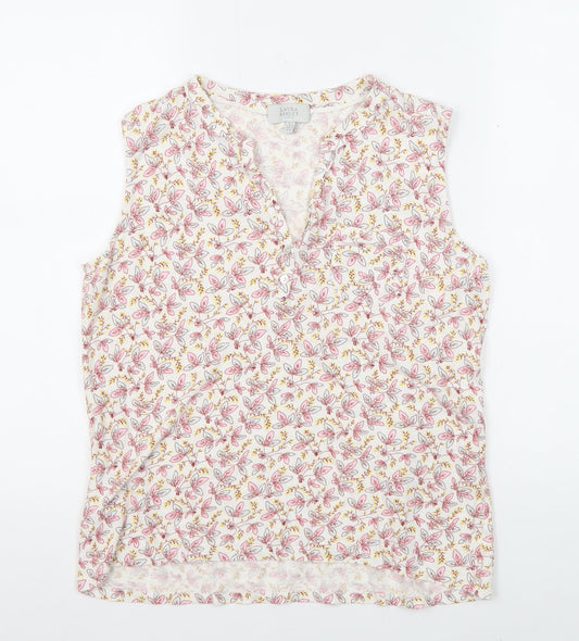 Laura Ashley Women’s Floral Blouse, V-Neck, UK 14, Multicoloured