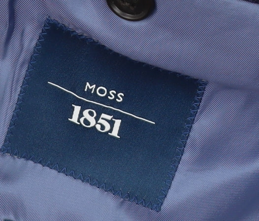 Moss 1851 Men's Blue Checked Blazer, 46 Regular