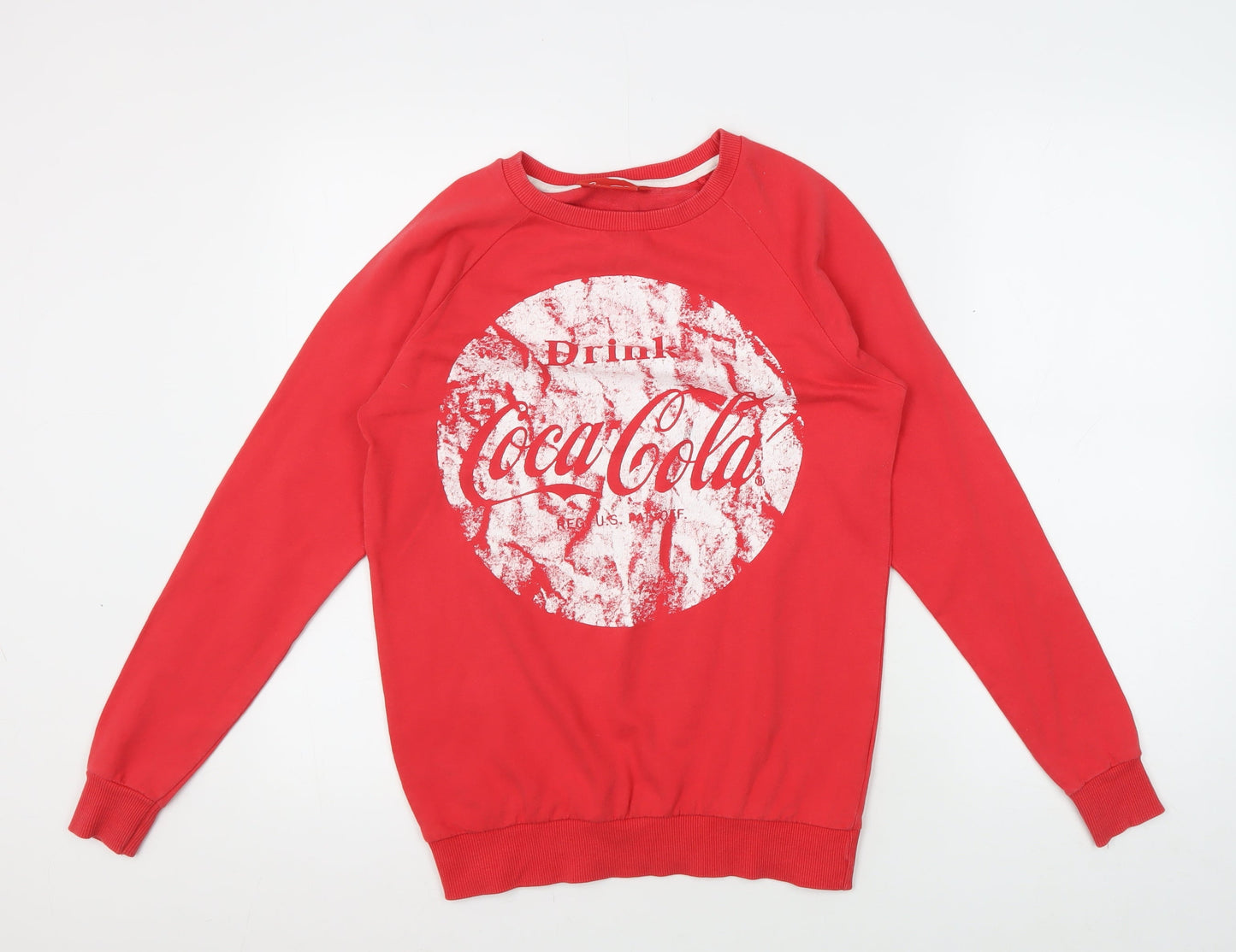 Unisex Adults UK 6 Regular Coca-Cola Red Pullover Sweatshirt