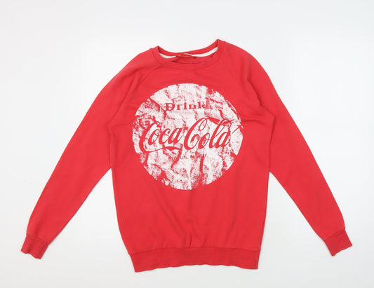 Unisex Adults UK 6 Regular Coca-Cola Red Pullover Sweatshirt