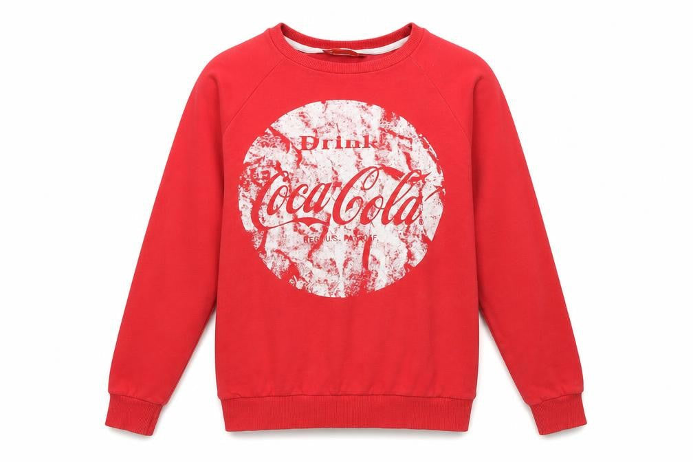 Unisex Adults UK 6 Regular Coca-Cola Red Pullover Sweatshirt