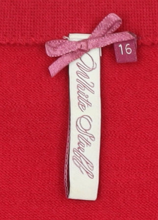 White Stuff Women's Red V-Neck Jumper Dress Size 16