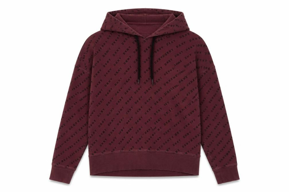 Womens UK XS Regular DKNY Brown Pullover Hoodie