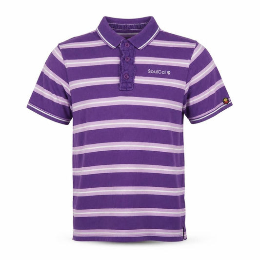 SoulCal Men's Purple Striped Polo, M, Casual Summer Top