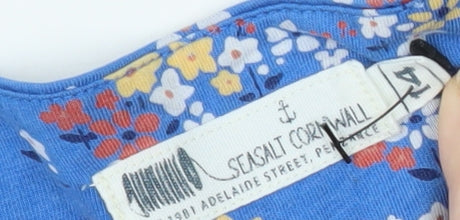 Seasalt Cornwall Women's Blue Floral A-Line Dress, Size 8