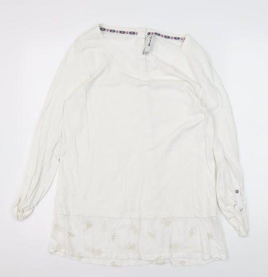 Weird Fish Women's White Tunic Blouse, Size 10, Casual