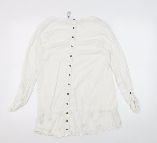 Weird Fish Women's White Tunic Blouse, Size 10, Casual