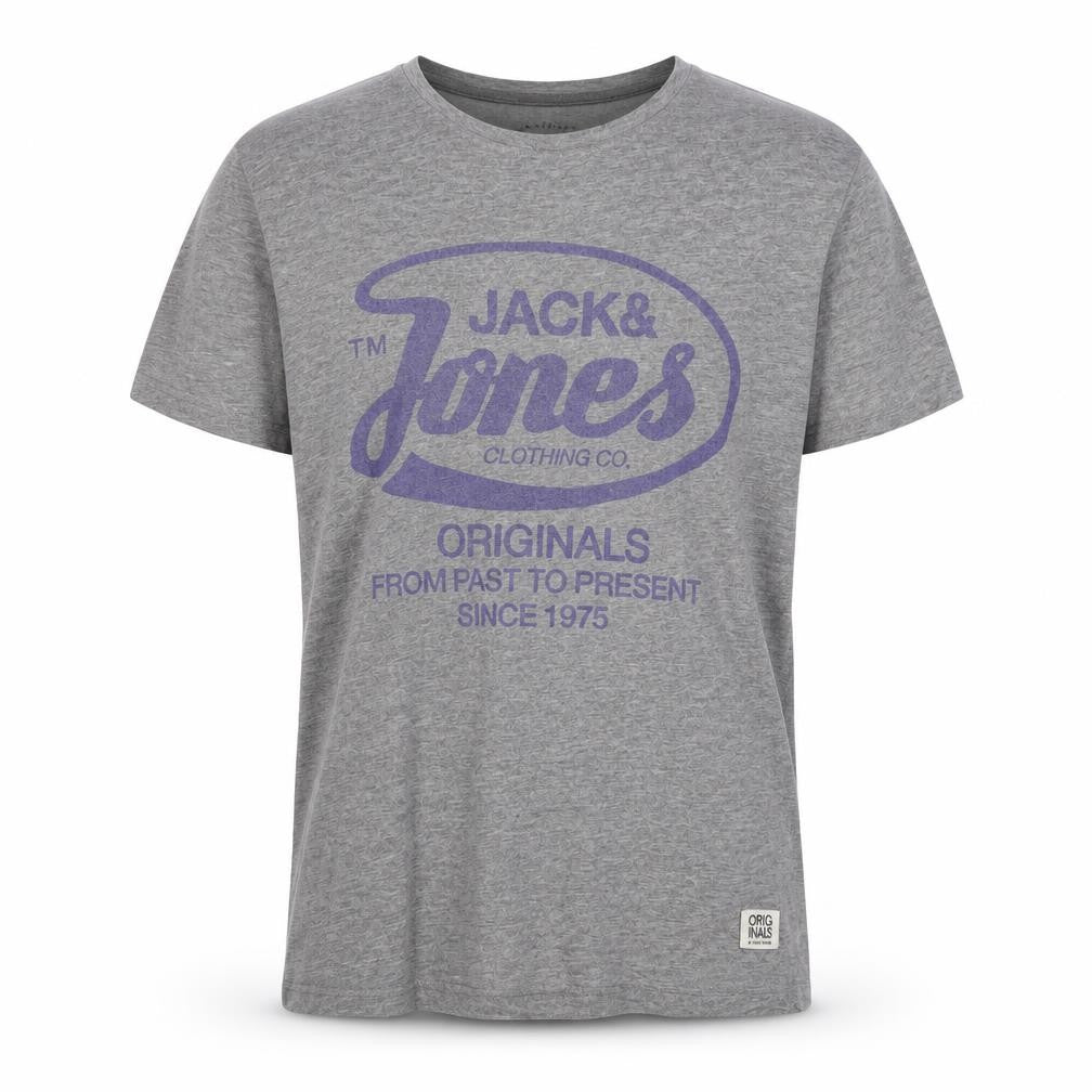 Mens UK Size S JACK & JONES Grey  Cotton Blend T-Shirt